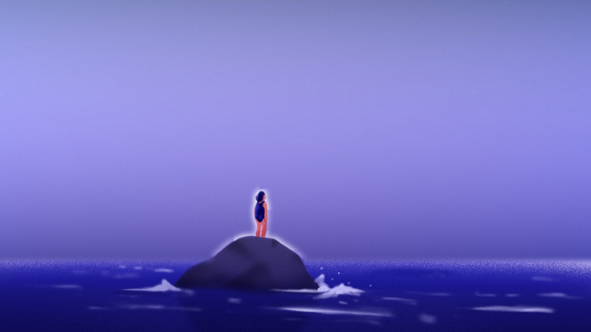 Illu mal de mère, fille face à la mer